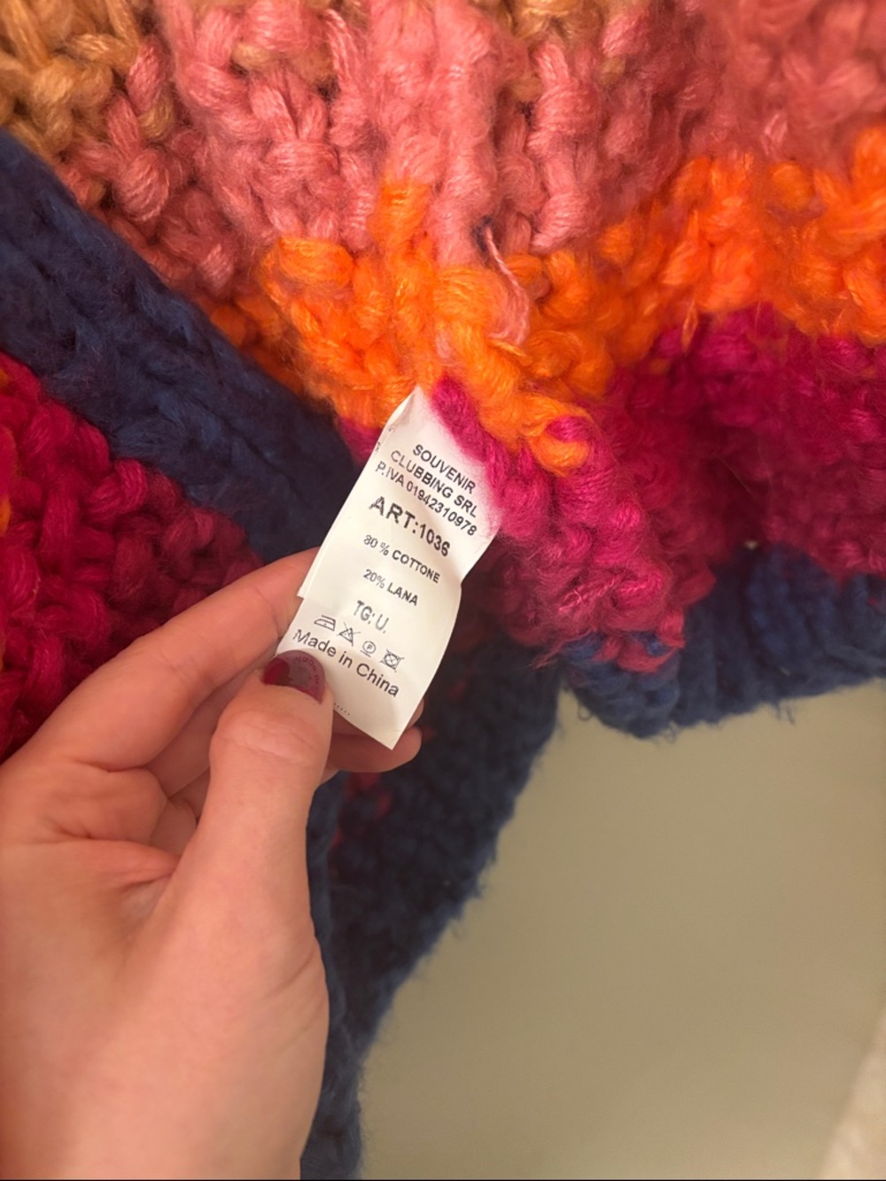 Chunky Multicolor Stripe Open Cardigan Sweater - Blue Trim - Picture 2 of 3